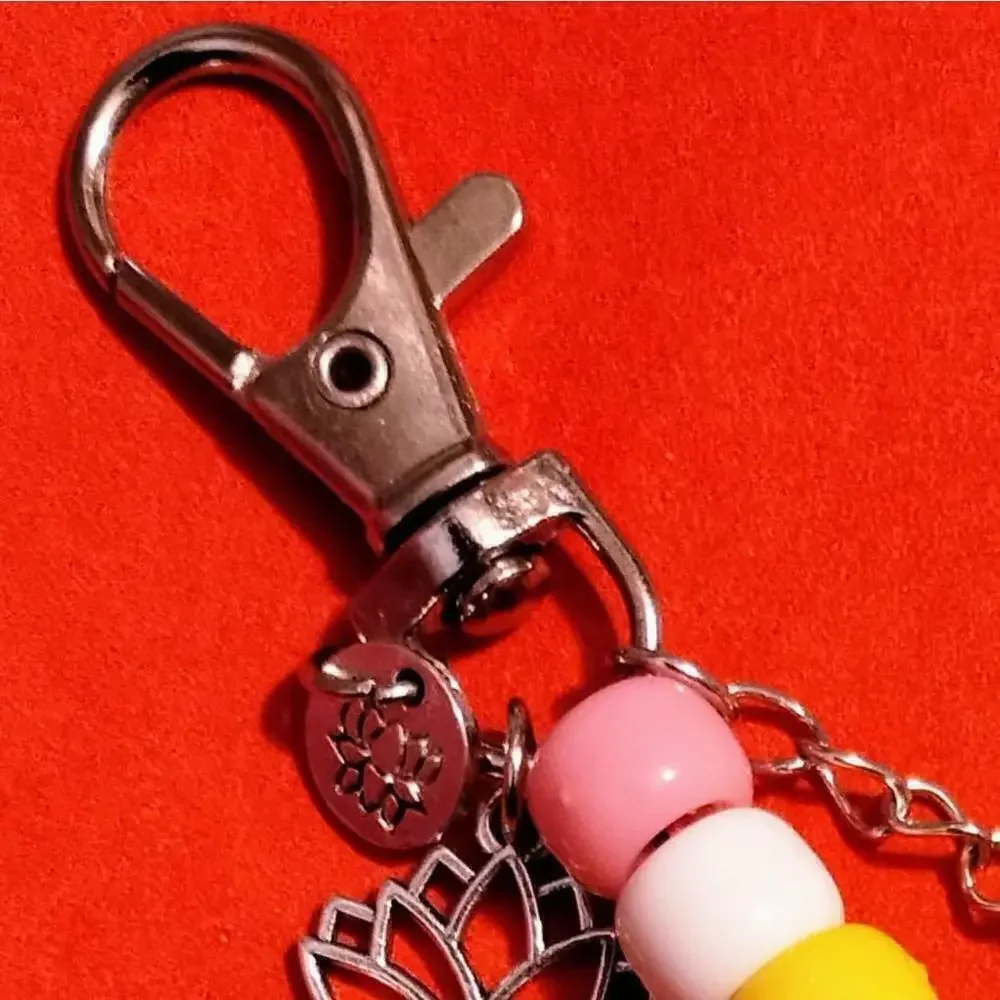 Handmade Kawaii Sakura Panda Lotus Charm Kandi Keychain